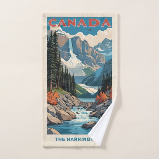 Nom personnalisé Poster de voyage Canada (Serviette à main)