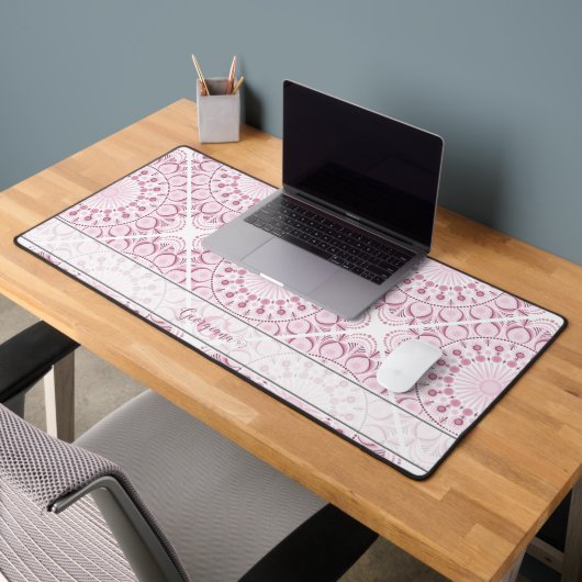 Nom personnalisé Pretty Rose Confetti Lace Mandala (Bureau 2)