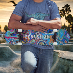 Nom personnalisé Psychedelic Abstrait Skateboard