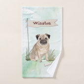 Nom personnalisé Pug Chien de compagnie (Serviette à main)