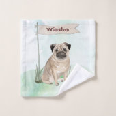 Nom personnalisé Pug Chien de compagnie (Gant de toilette)