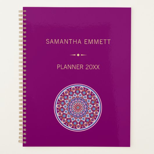Nom personnalisé Purple Colorée Mandala Planner (Devant)