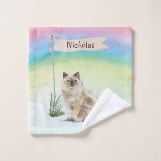 Nom personnalisé Ragdoll Chat Pet (Gant de toilette)
