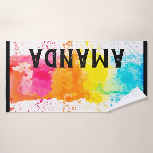 Nom personnalisé Rainbow (Serviette de bain)