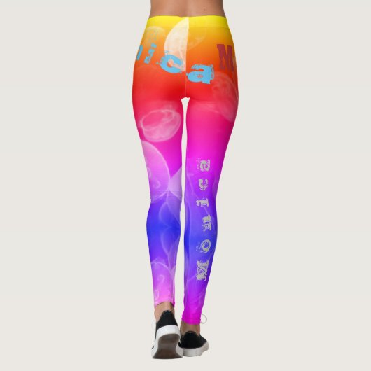 Nom personnalisé Rainbow Jellyfish Leggings (Dos)