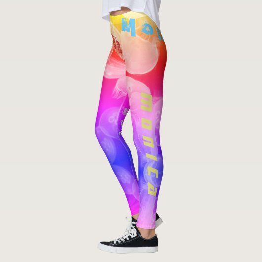 Nom personnalisé Rainbow Jellyfish Leggings (Gauche)