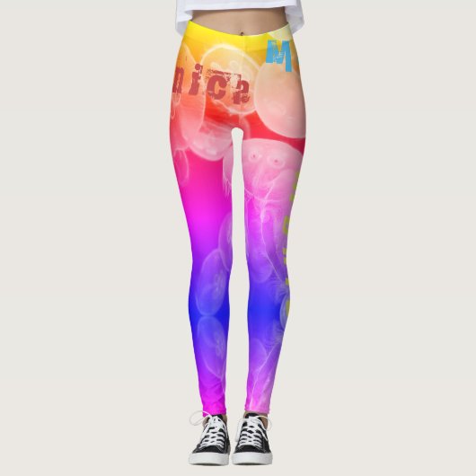 Nom personnalisé Rainbow Jellyfish Leggings (Devant)