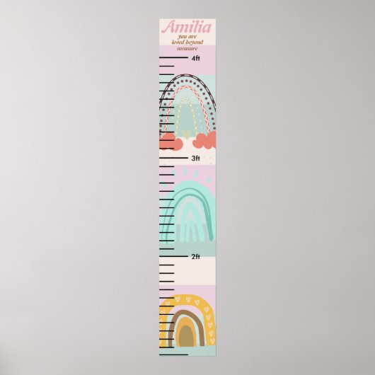 Nom personnalisé Rainbow kid Growth Poster (Devant)