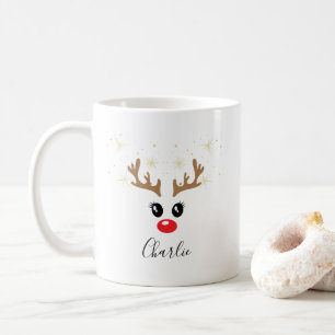 Nom personnalisé Reindeer Christmas Mug