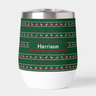 Nom personnalisé, Reindeer de Noël motif vert