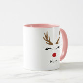 Nom personnalisé Reindeer Xmas Fête Mug (Devant droit)