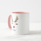 Nom personnalisé Reindeer Xmas Fête Mug (Devant gauche)