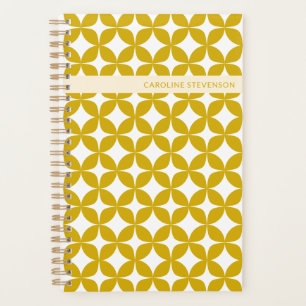 Nom personnalisé Retro Géométrique Jaune Doré