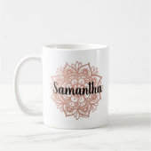 Nom personnalisé Rose Gold Mandala Mug (Gauche)