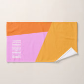 Nom personnalisé rose orange jaune géométrique (Serviette à main)