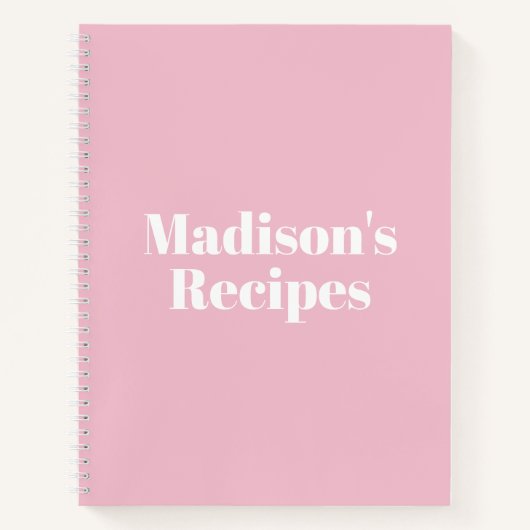 Nom personnalisé rose pâle chic Recette Livre (Devant)