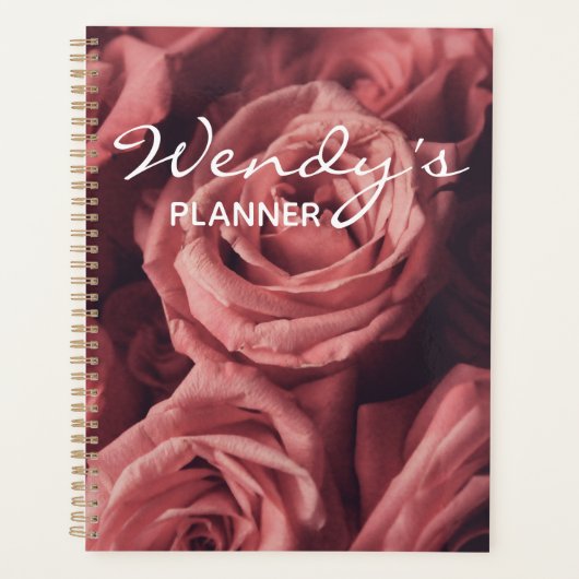 Nom Personnalisé Rose Planificateur Journal Femme (Devant)