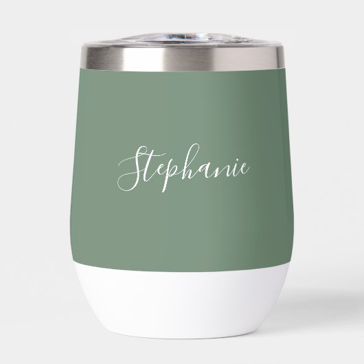 Nom personnalisé Sage Green Script Monogramme (Avant)