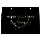 Nom personnalisé Script Gold Black Grand sac cadea (Devant)