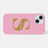 Nom personnalisé, Script initial, Coque rose/or - (Verso Horizontal)