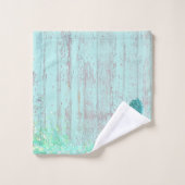 nom personnalisé seahorse bois turquoise rustique (Gant de toilette)