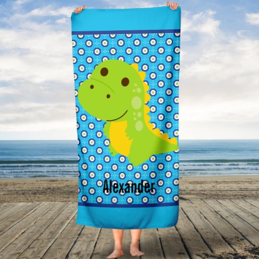 Nom personnalisé Serviette de bain Dinosaur pour e