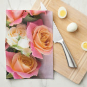 Nom personnalisé serviette de cuisine Rose (Quart Plié)