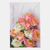 Nom personnalisé serviette de cuisine Rose (Vertical)
