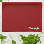 Nom personnalisé serviette de Noël rouge profond (Plié)