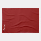 Nom personnalisé serviette de Noël rouge profond (Horizontal)