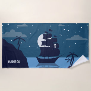 Nom personnalisé Serviette de plage de Pirate Ship