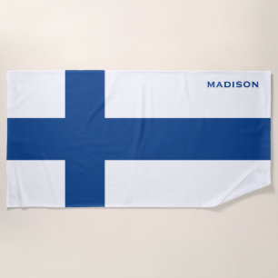 Nom personnalisé serviette de plage du drapeau fin