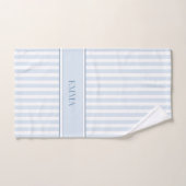 Nom personnalisé simple moderne bleu rayé (Serviette à main)
