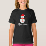 Nom personnalisé Snowman Christmas T-Shirt<br><div class="desc">Nom personnalisé Snowman Noël</div>
