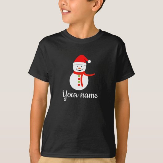 Nom personnalisé Snowman Christmas T-Shirt (Devant)