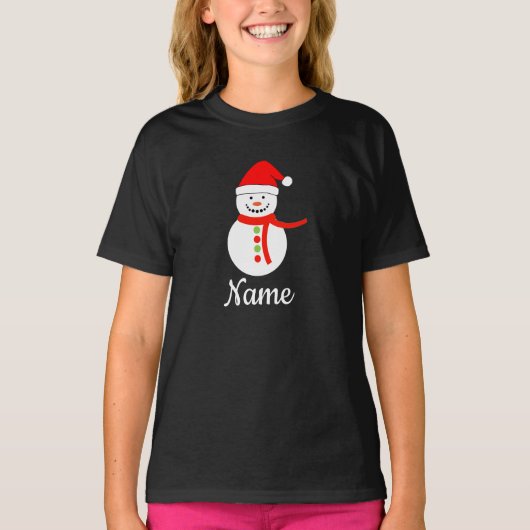 Nom personnalisé Snowman Christmas T-Shirt (Devant)