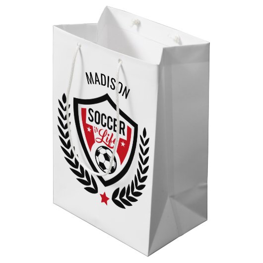 Nom personnalisé Soccer Logo sac cadeau (Devant Angle)