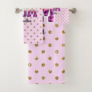 Nom personnalisé Sotball Maman Point rose et or