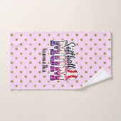 Nom personnalisé Sotball Maman | Point rose et or  (Serviette à main)