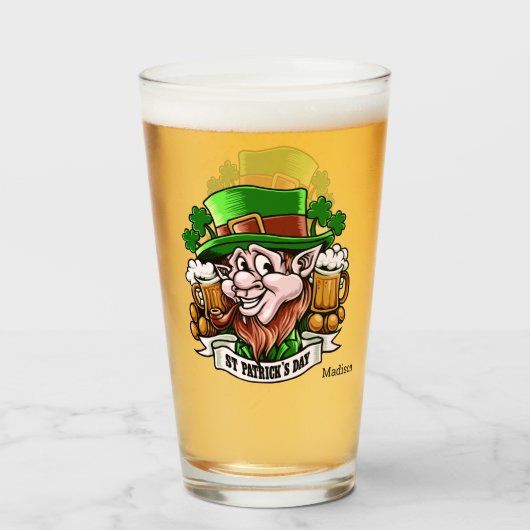 Nom personnalisé St Patrick’s Day pinte verre (Dos (rempli))
