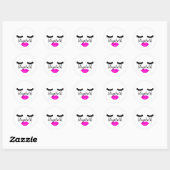 Nom personnalisé Sticker rose lèvres et cils (Feuille)