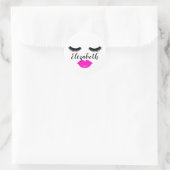 Nom personnalisé Sticker rose lèvres et cils (Sac)