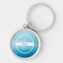 Nom personnalisé sur un porte-clés à dégradé bleu