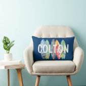 Nom personnalisé Surboard Blue Lumbar Coussin (Chaise)