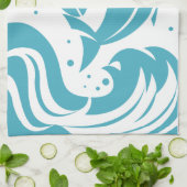 Nom personnalisé Surfer Shark serviette de cuisine (Plié)