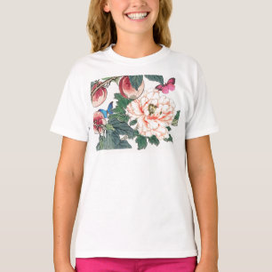 NOM PERSONNALISÉ T-SHIRTS POUR FILLES FLEURS JAPON