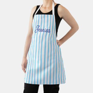 Nom personnalisé tablier rayé cuisine chef cuisson