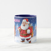 Nom personnalisé tasse à café de Noël, Jolly Santa (Centre)
