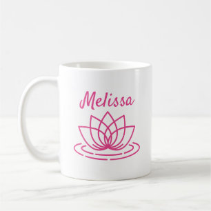Nom personnalisé tasse de café avec fleur de lot