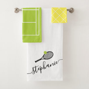 Nom personnalisé Tennis Court Raquet Monogramme
